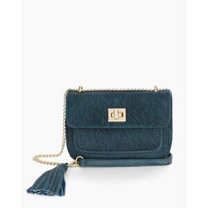 Chico's Convertible Crossbody Green Textured Leather Bag